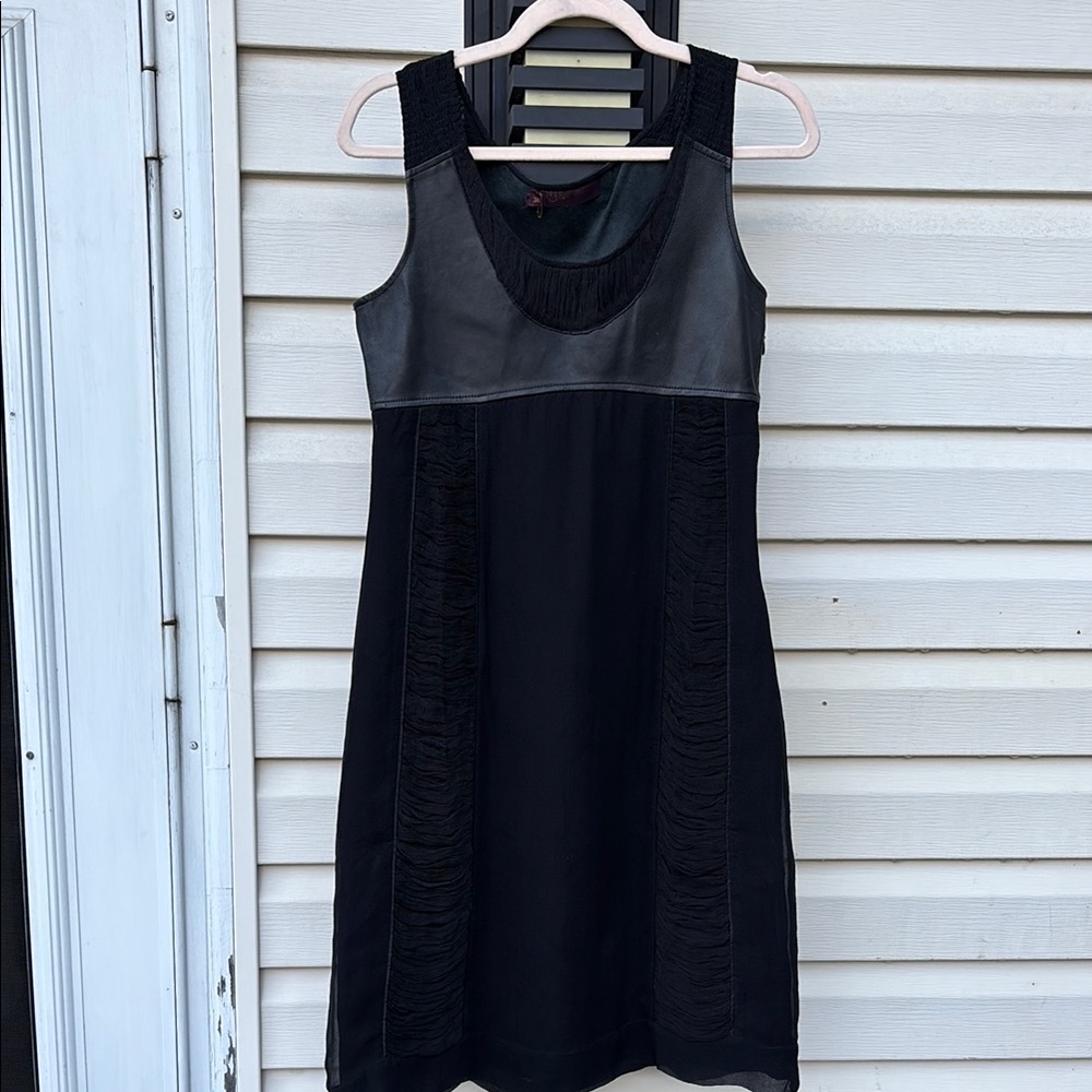 ARAYAL France Ladies black silk leather dress-6-GORGEOUS!WEDDING-ARRY